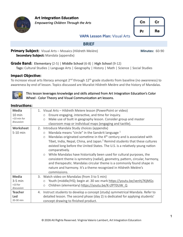 Visual Arts (Hildreth Meière) - Instructional Lesson Plan